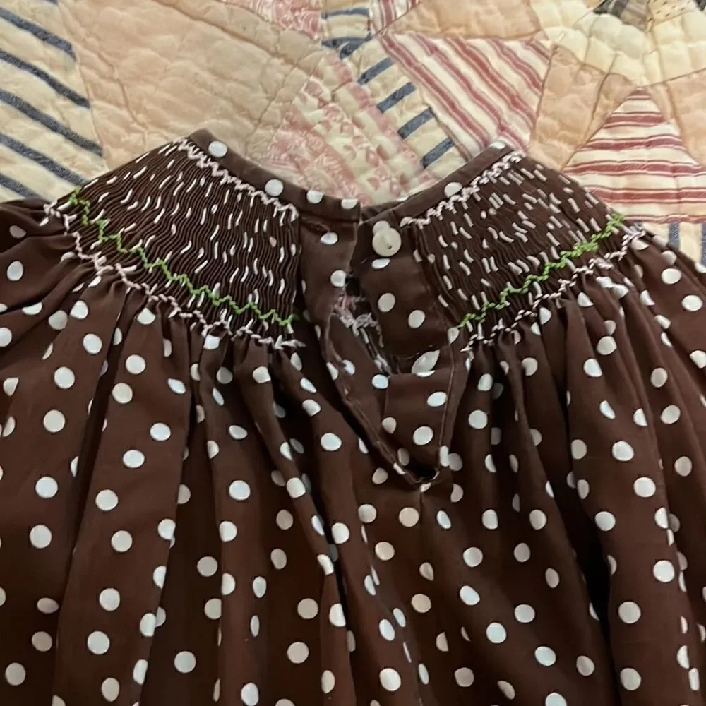 Smocked poodles polkadot dress  - Picture 5 of 6